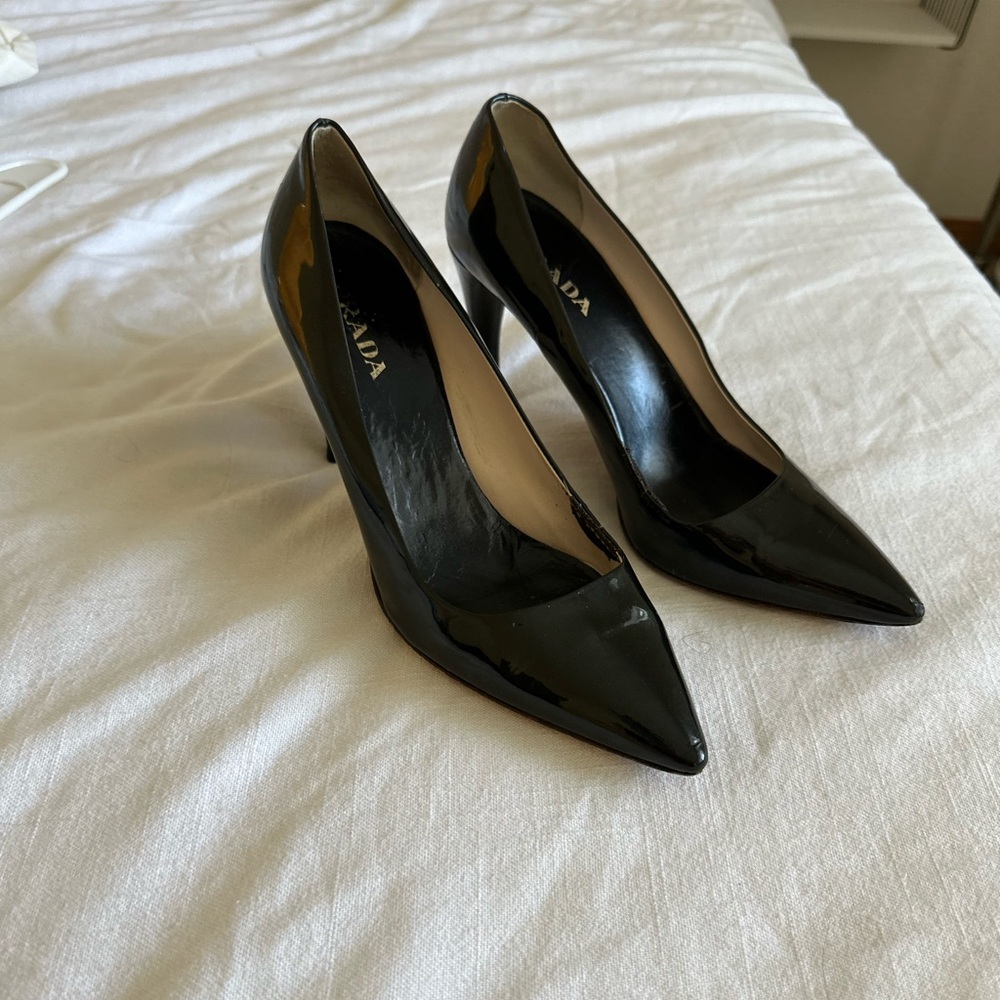 Prada Black Patent Heels